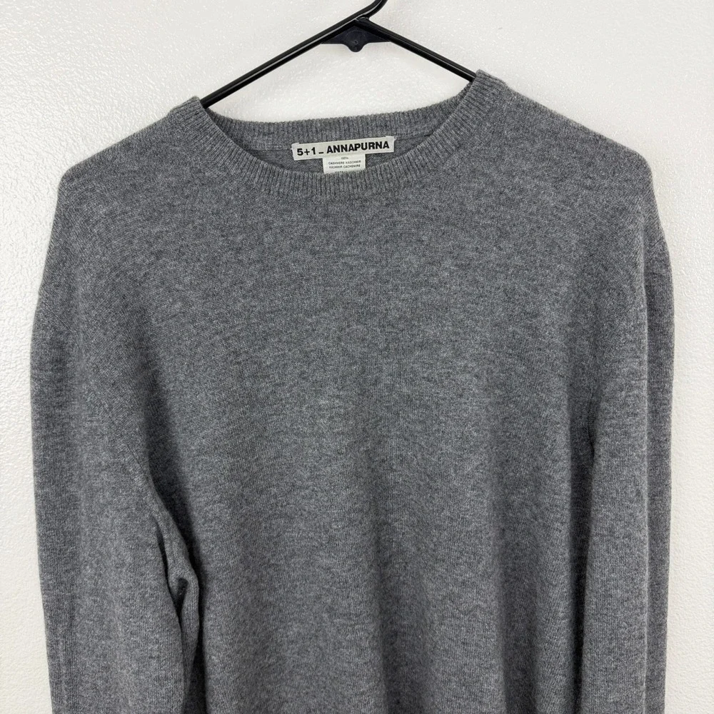 5+1_ANNAPURNA Sweater Mens XL Grey Cashmere Crew Neck Made in Italy Pullover